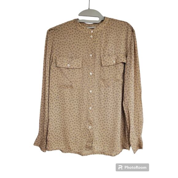 Women's J. Crew Silky Feel Star Collarless Button Down Blouse | Size 00 - Picture 1 of 6